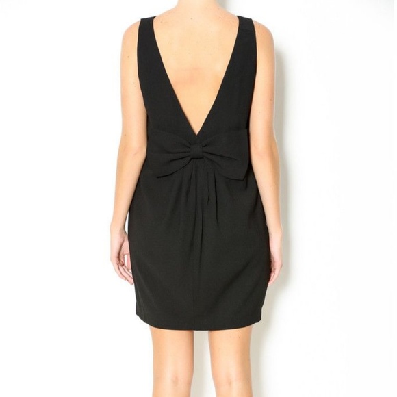 NWT FRNCH Black Mini Dress w/ Low Back, Bow Detail - Picture 3 of 7